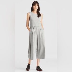 EILEEN FISHER Gray Sleeveless scoop neck wide leg crop jumpsuit size L